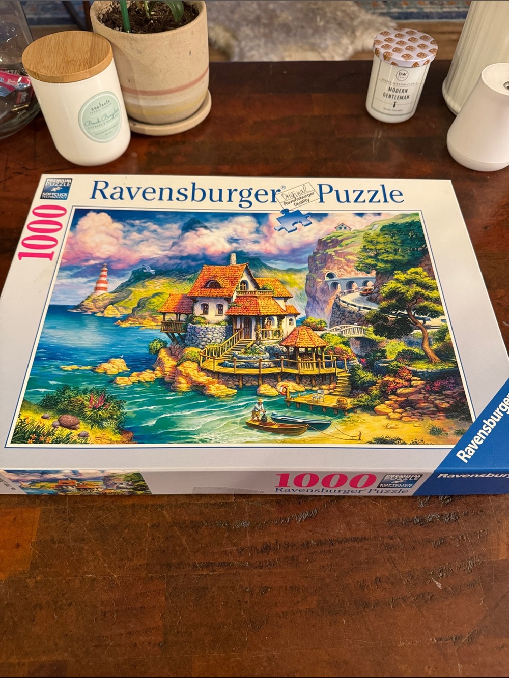 Ravensburger Coastal Cottage Puzzle with Blue, Green, Yellow, Orange, Brown